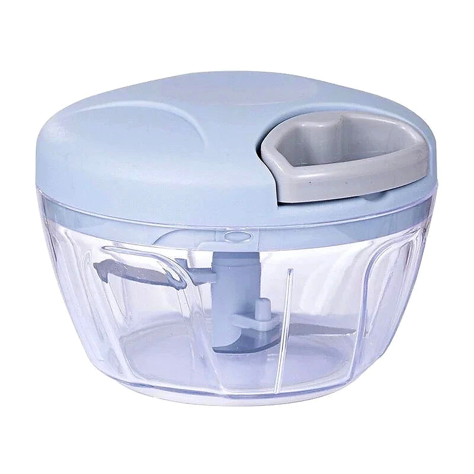 12-in-1 manual hand chopper with stainless steel blades — tearless onion dicer and vegetable cutter, BPA-free 500ml bowl