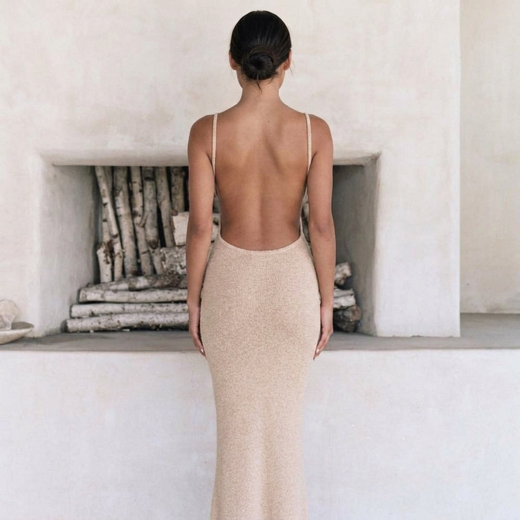Open back with thin spaghetti straps