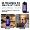 No chemicals, no sprays, no fumes - physical electric zapper, not a pesticide - kitchen and bedroom