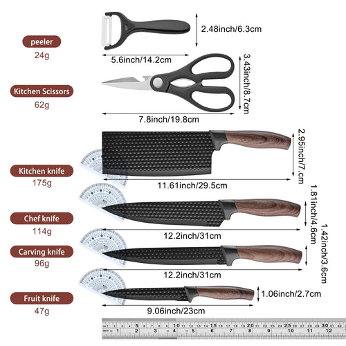 6-Piece Professional Kitchen Knife Set, Knife Set, Stainless Steel Knife and Scissors Set, Essential Kitchen Knives, Holiday Gift