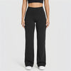 Wide-leg yoga pants in Black, front view, hem grazing the floor