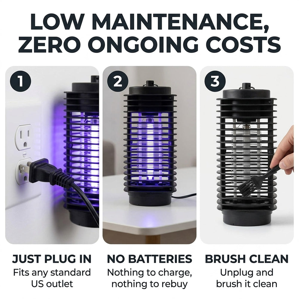 Low maintenance, zero ongoing costs: just plug in, no batteries, brush clean