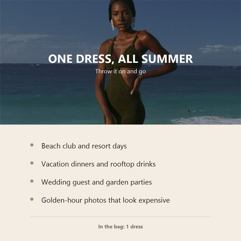 Occasions to wear the maxi dress: beach club, vacation dinners, wedding guest and garden parties