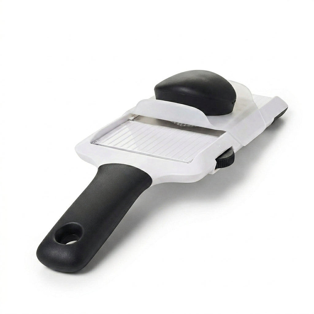 Handheld mandoline slicer with hand guard, product view