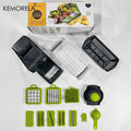 14-in-1 Manual Vegetable Chopper with 900ml Container | Onion Dicer, Garlic Press, Stainless Steel Blades & Tearless BPA-Free Bowl