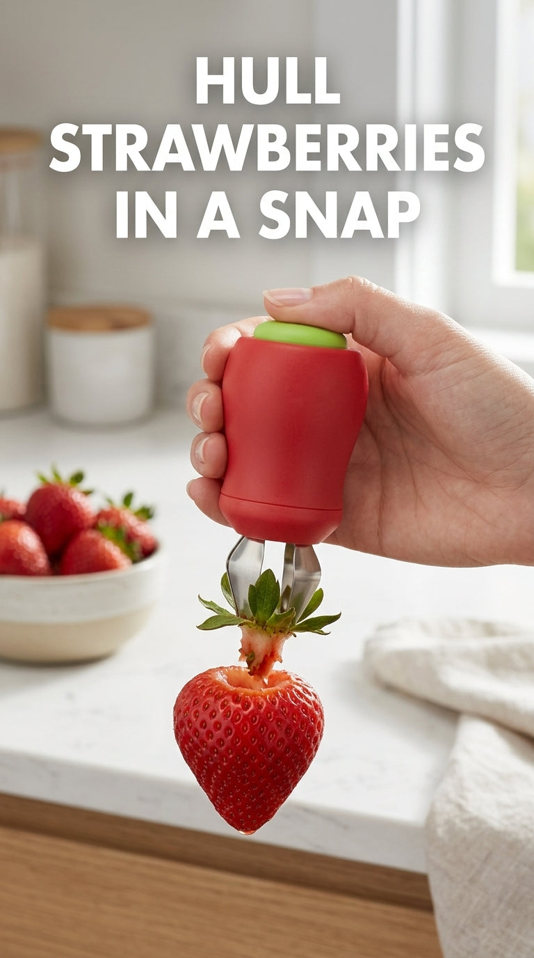 Hull strawberries in a snap - strawberry huller stem remover