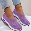 Mesh slip-on walking flats in Purple, worn