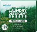 Laundry Detergent Sheets, Washer Sheet Detergent, No Plastic Jug, Laundry Soap Sheet for Travel, Home Washing, Fresh Scent-(160 Loads) 80 Sheets