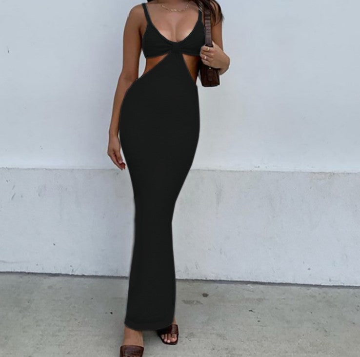 Cutout maxi dress in black