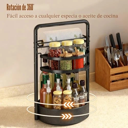 Lazy Susan Spice Rack Organizer – 2-Tier 360° Rotating Turntable for Kitchen, Pantry & Countertop