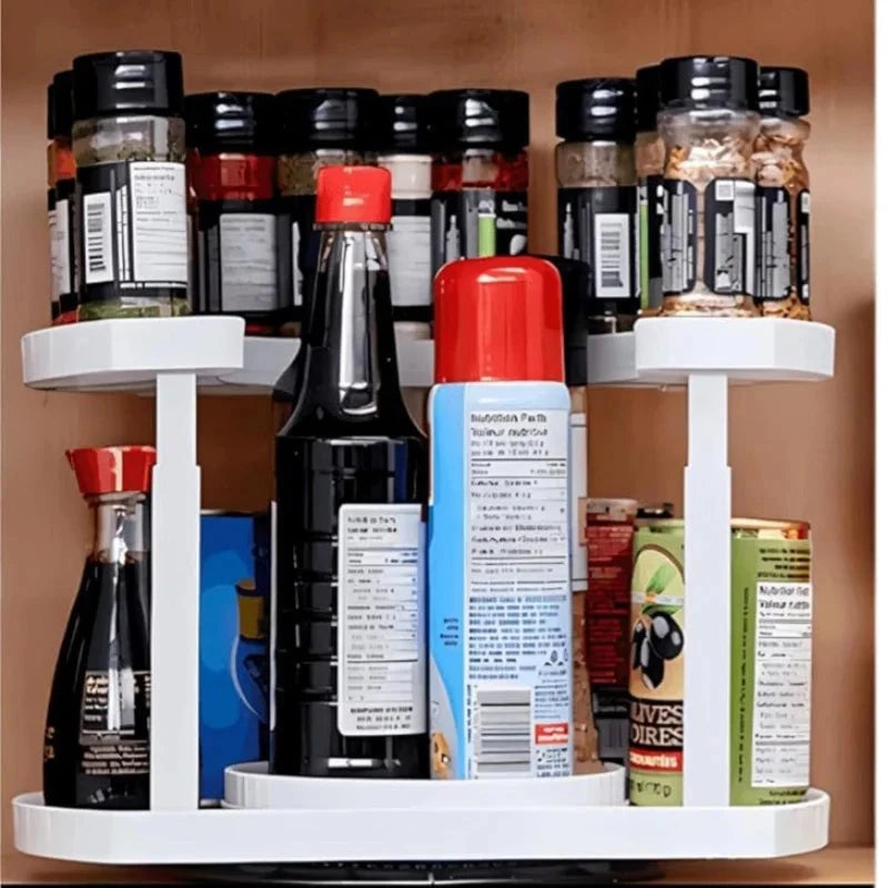 Lazy Susan Spice Rack Organizer – 2-Tier 360° Rotating Turntable for Kitchen, Pantry & Countertop