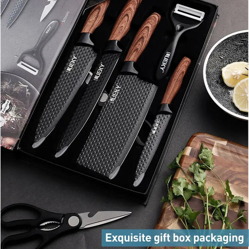 6-Piece Professional Kitchen Knife Set, Knife Set, Stainless Steel Knife and Scissors Set, Essential Kitchen Knives, Holiday Gift