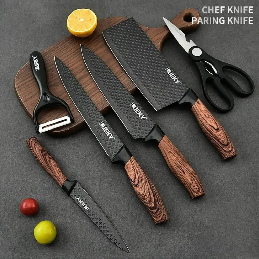 6-Piece Professional Kitchen Knife Set, Knife Set, Stainless Steel Knife and Scissors Set, Essential Kitchen Knives, Holiday Gift
