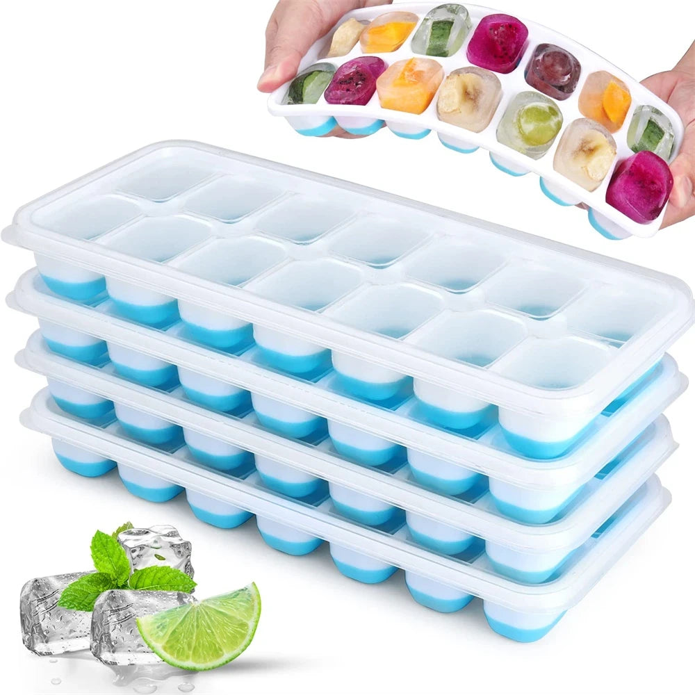 Bandeja de Hielo con Tapa - Cubos tipo Pebble para Bebidas