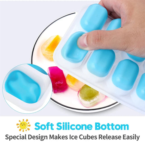 Bandeja de Hielo con Tapa - Cubos tipo Pebble para Bebidas