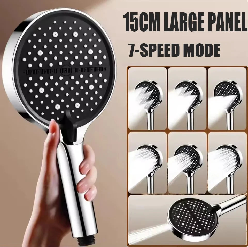 Cabezal de Ducha de Alta Presión con Mango — 5 Modos, Panel Anti-Obstrucción, Manguera 150cm, Sin Herramientas