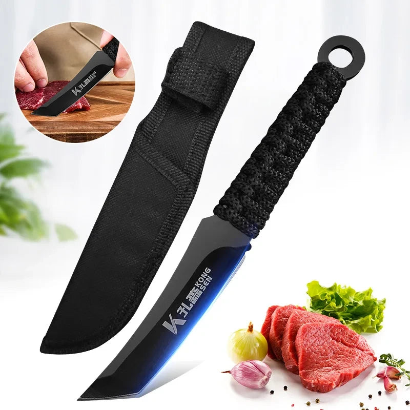 Kitchen Knife Set, 5 PCS Knife Sets with Arcylic Block, Teflon Coated Black Knives Set for Kitchen, Premium Stainless Steel Knives Set with Ergonomic Handle, Great for Slicing, Dicing&Cutting