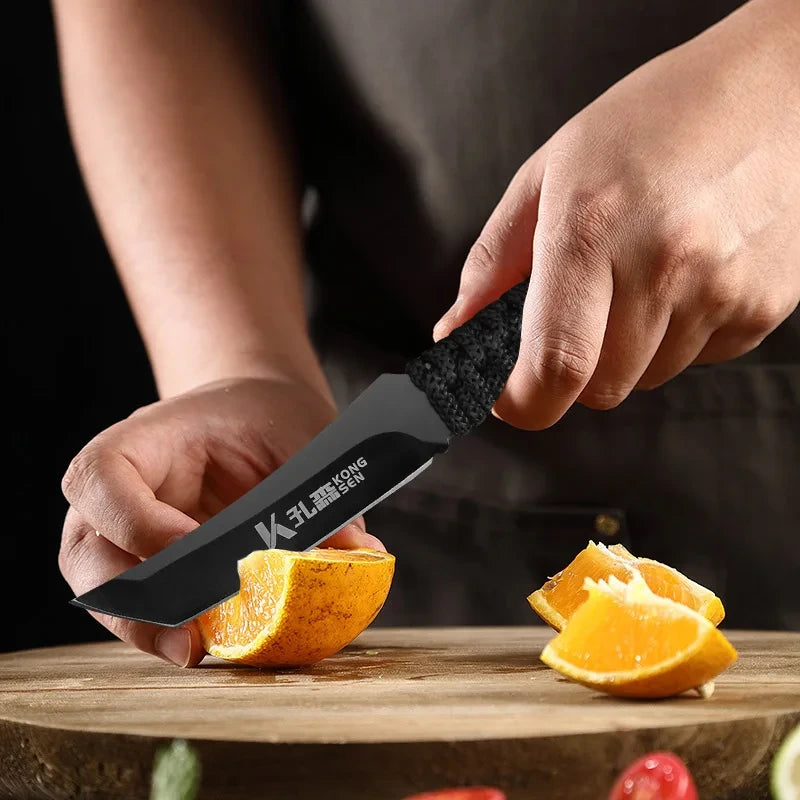 Kitchen Knife Set, 5 PCS Knife Sets with Arcylic Block, Teflon Coated Black Knives Set for Kitchen, Premium Stainless Steel Knives Set with Ergonomic Handle, Great for Slicing, Dicing&Cutting
