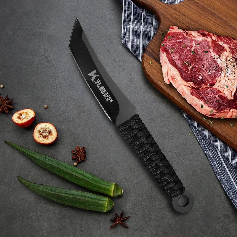 Kitchen Knife Set, 5 PCS Knife Sets with Arcylic Block, Teflon Coated Black Knives Set for Kitchen, Premium Stainless Steel Knives Set with Ergonomic Handle, Great for Slicing, Dicing&Cutting