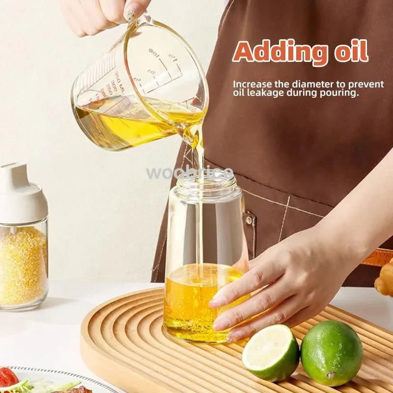 Oil Sprayer for Cooking 2-in-1 – Olive Oil Sprayer & Dispenser Glass Bottle 16oz, for Air Fryer BBQ Salad Baking