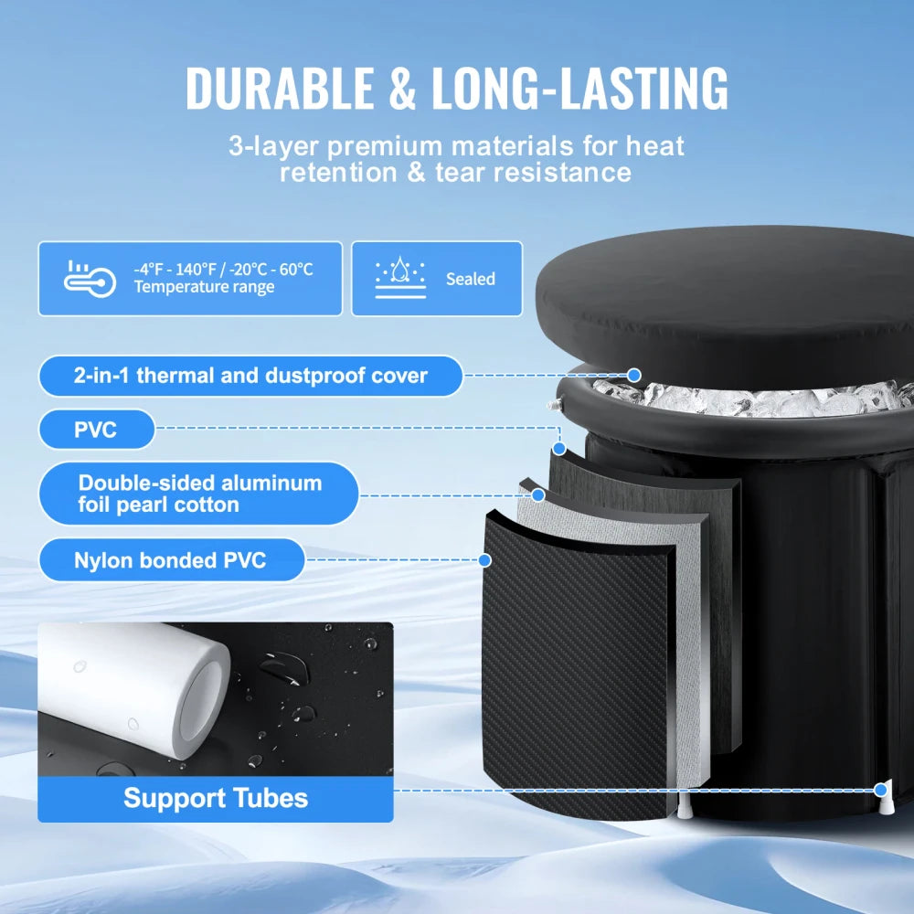 105 Gallons Ice Bath Cold Plunge Tub With Cover For Indoor Outdoor For Recovery, Cold Water Therapy, Athletes