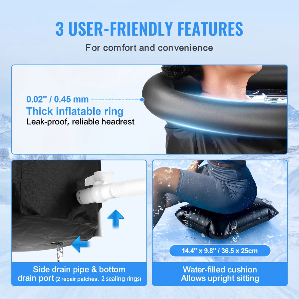 105 Gallons Ice Bath Cold Plunge Tub With Cover For Indoor Outdoor For Recovery, Cold Water Therapy, Athletes