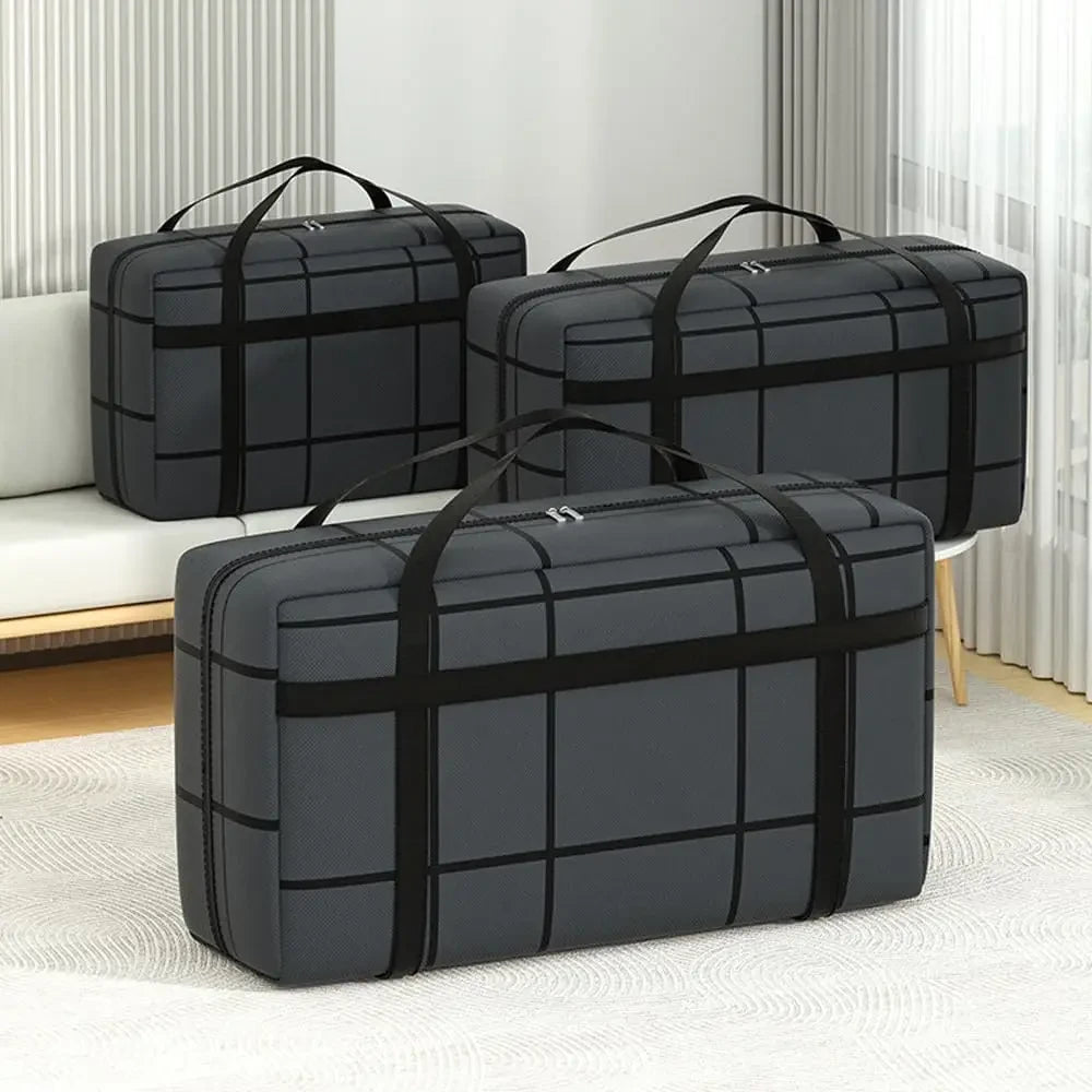 Portable Large Capacity Folding Clothing Storage Bag Hand-Held Duffel Bag Double Zipper Padded Bag Wardrobe Organizer Moving Bag