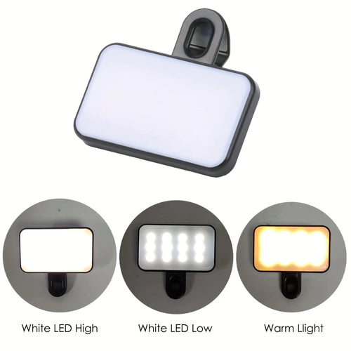 1pc LED Selfie Light, 3 Lighting Modes, Portable Clip