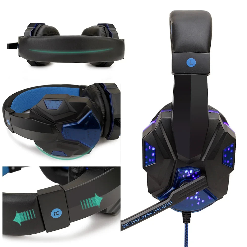 3.5mm Gaming Headset Mic LED Headphones Stereo Bass Surround For PC PS4 One