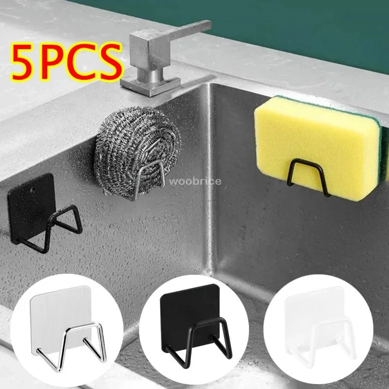 Sink Organizer Sponge Holder 2-Pack – Stainless Steel Sink Caddy for Kitchen, Rustproof Adhesive Mount with Drainage