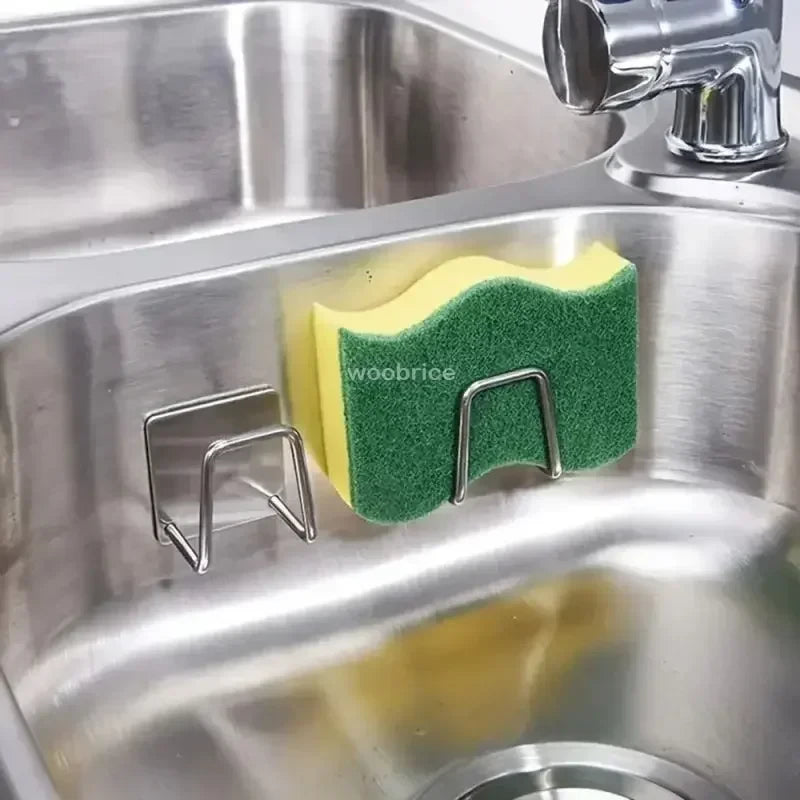 Sink Organizer Sponge Holder 2-Pack – Stainless Steel Sink Caddy for Kitchen, Rustproof Adhesive Mount with Drainage