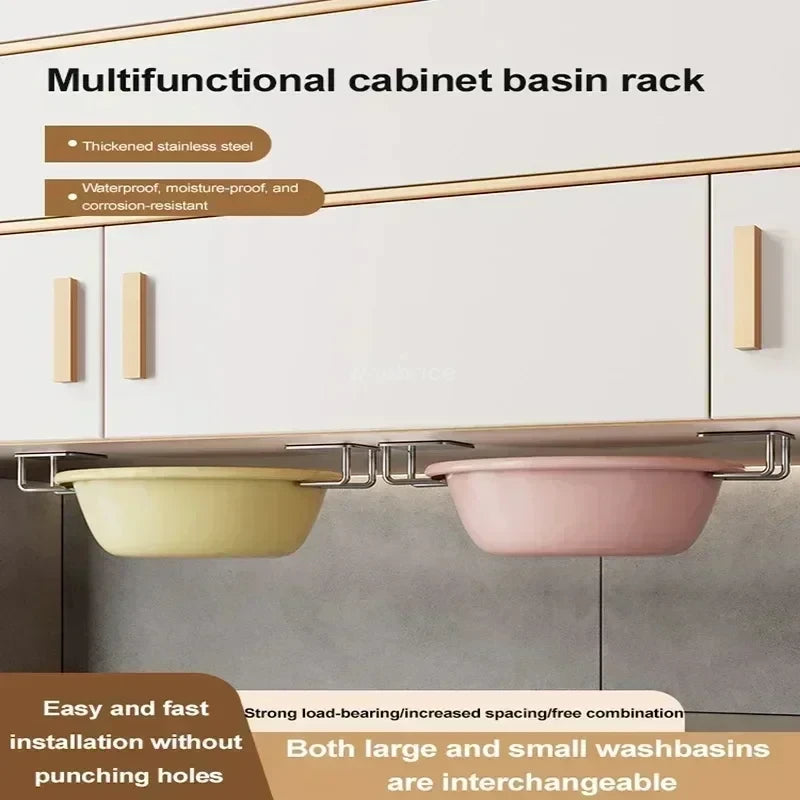 Sink Organizer Sponge Holder 2-Pack – Stainless Steel Sink Caddy for Kitchen, Rustproof Adhesive Mount with Drainage