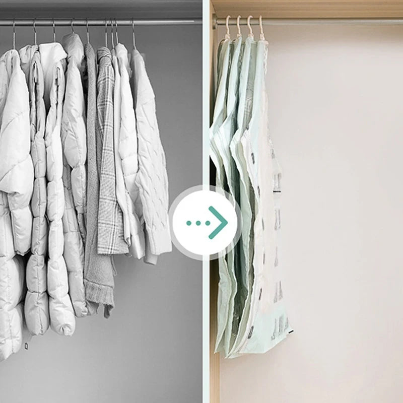 Vacuum Storage Bags for Clothes & Blankets – No Pump Needed, Roll-Up Compression Space Saver Bags for Closet, Travel & Moving