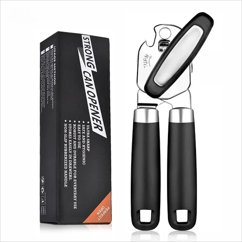 Can Opener Manual Heavy Duty – Smooth Edge Safe Cut with Magnet Lid Lift, Stainless Steel Ergonomic Grip, Easy-Grip Friendly