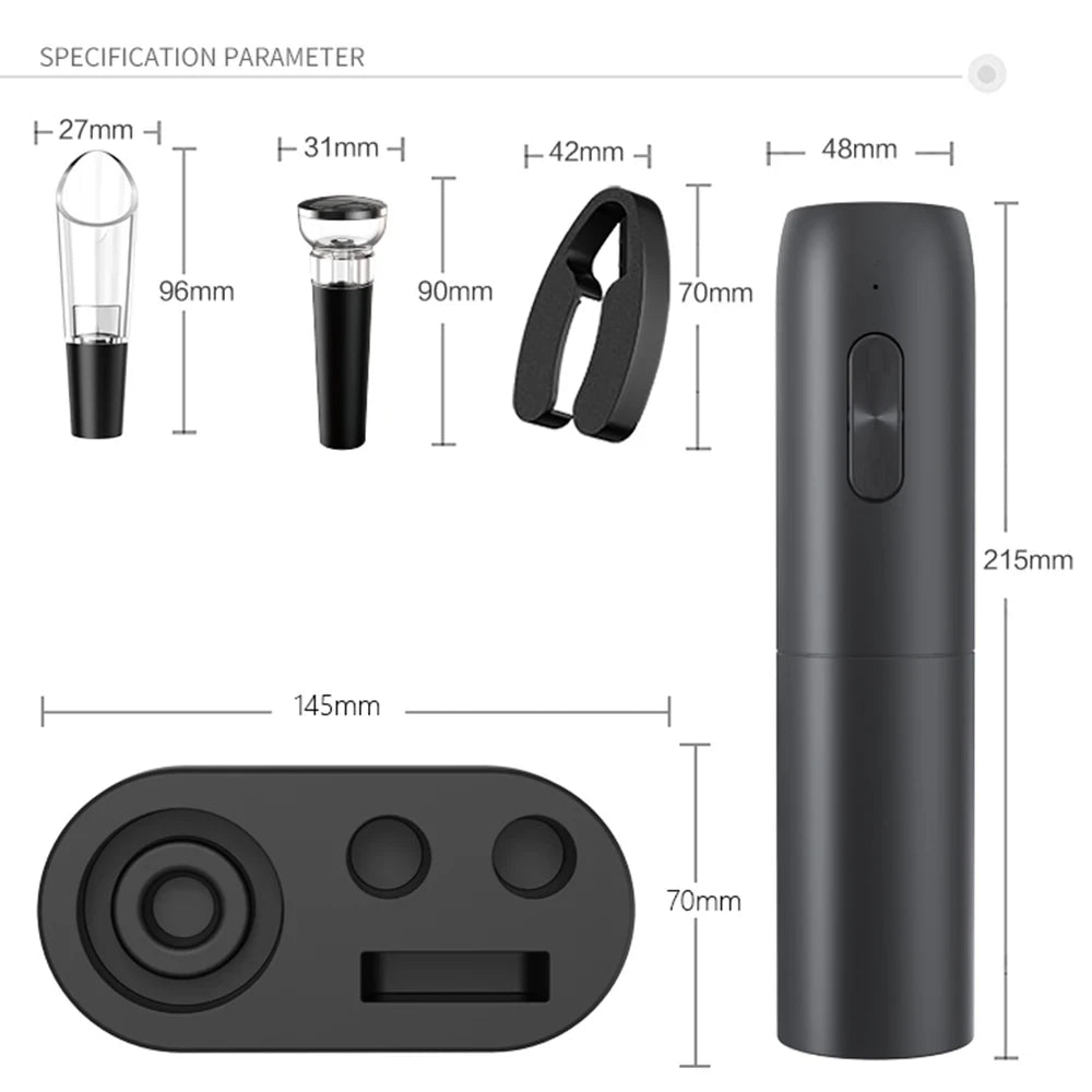 Electric Wine Bottle Opener Kit with Foil Cutter – One-Touch Automatic Corkscrew, Battery Operated, for Party, Travel & Gifts