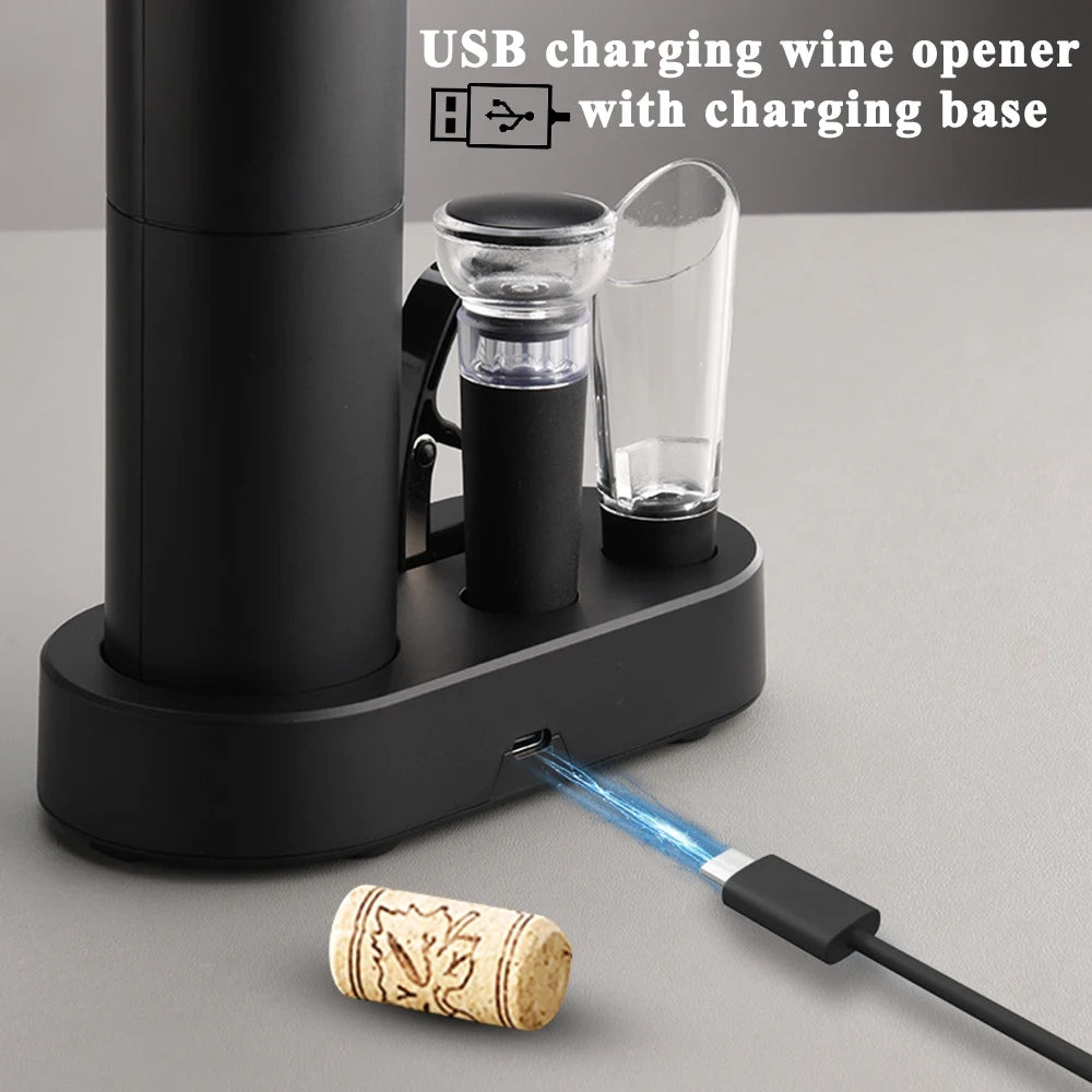 Electric Wine Bottle Opener Kit with Foil Cutter – One-Touch Automatic Corkscrew, Battery Operated, for Party, Travel & Gifts