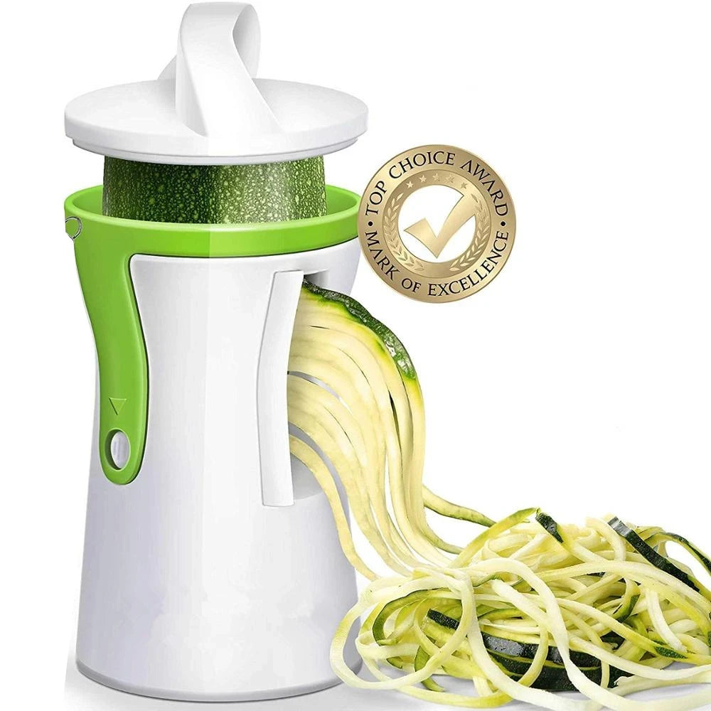 Espiralizador de Verduras 3 en 1 — Hace Fideos de Calabacín y Espirales (Zoodle Manual)
