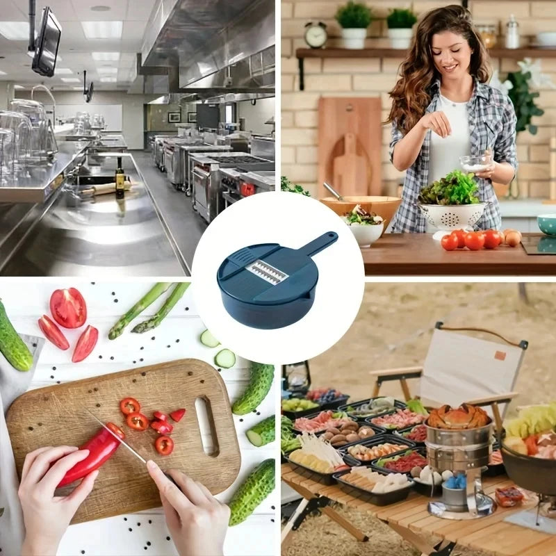 Picador de Verduras 9 en 1 con Contenedor — Corta Cebolla, Rebana y Trocea Manual