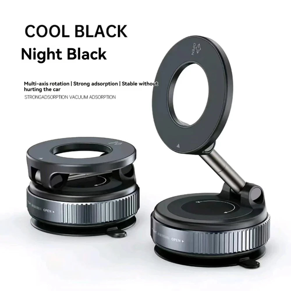 Foldable Magnetic Car Phone Mount – Strong Suction Base, Magnetic Ring Included, 360° for Car, Desk & Live Streaming
