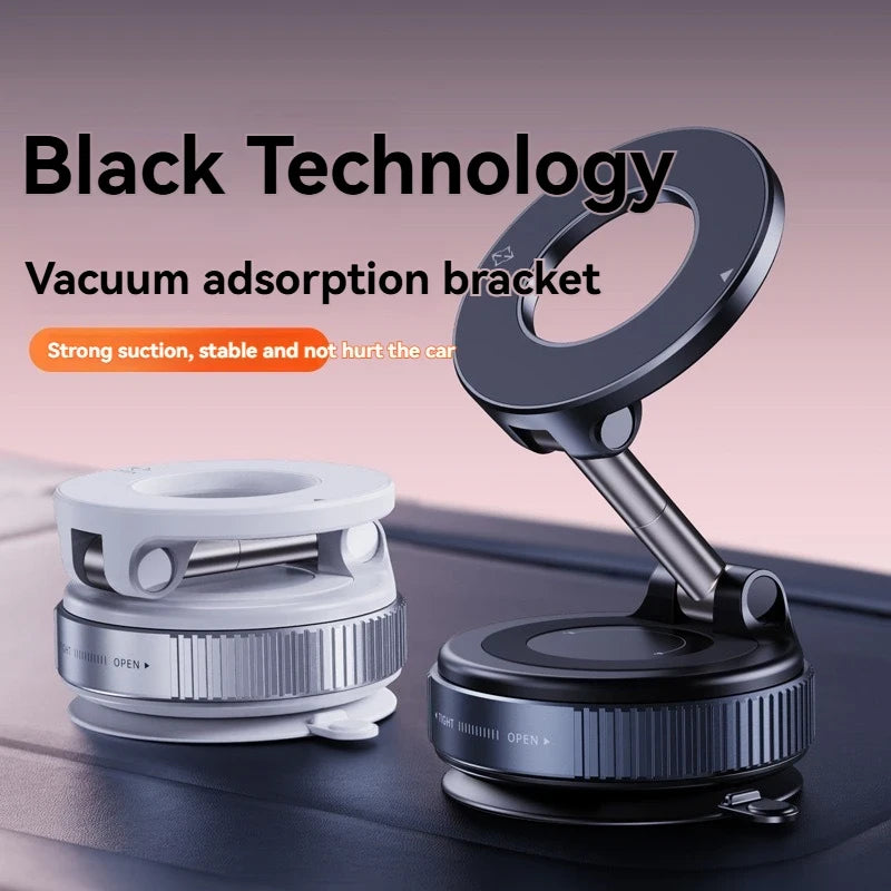 Foldable Magnetic Car Phone Mount – Strong Suction Base, Magnetic Ring Included, 360° for Car, Desk & Live Streaming