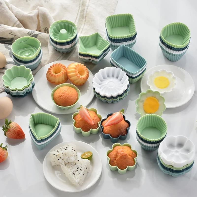 Reusable Silicone Muffin Molds (Pack of 12) - Non-Stick