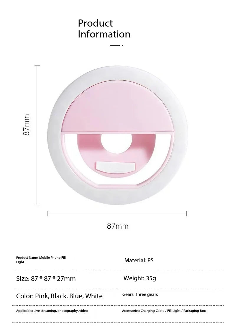 LED Selfie Ring Light Mobile Phone Clip-On Lamp Portable Uspb Charge for New 2026 High for Reliable Electronic Component