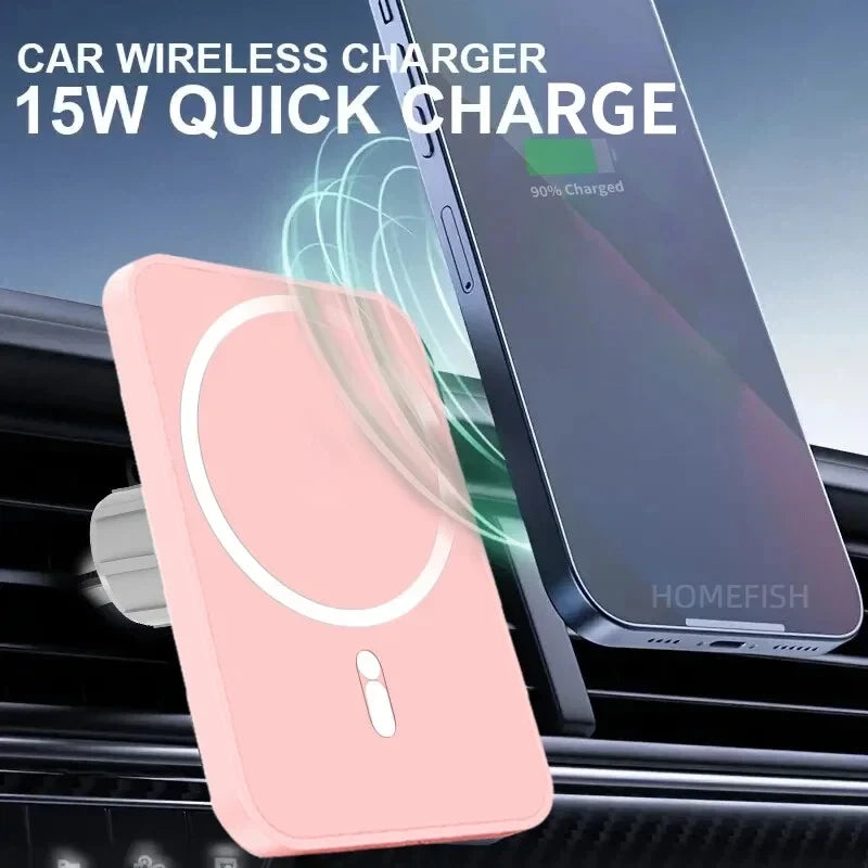 Magnetic Wireless Charger Car Mount Holder For 12 13 14 Pro Max MagSafe