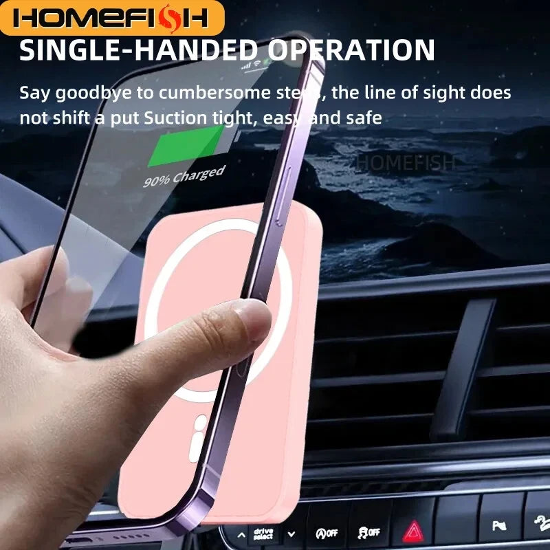 Magnetic Wireless Charger Car Mount Holder For 12 13 14 Pro Max MagSafe
