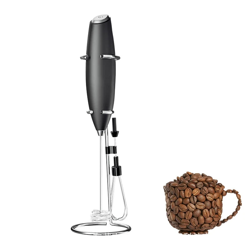 Milk Frother Handheld Electric – Foam Maker & Drink Mixer with Stainless Steel Whisk and Stand, for Coffee, Latte & Matcha