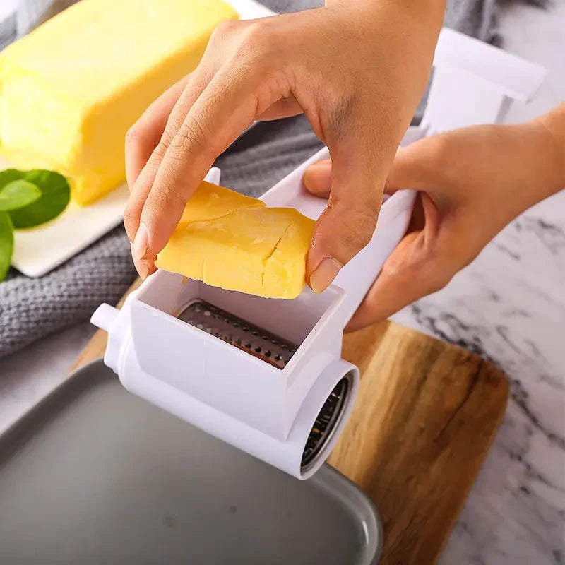Rallador de Queso Giratorio de Mano — Tambor Manual para Queso, Chocolate y Nueces (Plegable, Acero Inox)