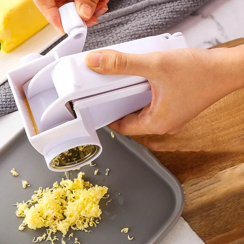 Rallador de Queso Giratorio de Mano — Tambor Manual para Queso, Chocolate y Nueces (Plegable, Acero Inox)