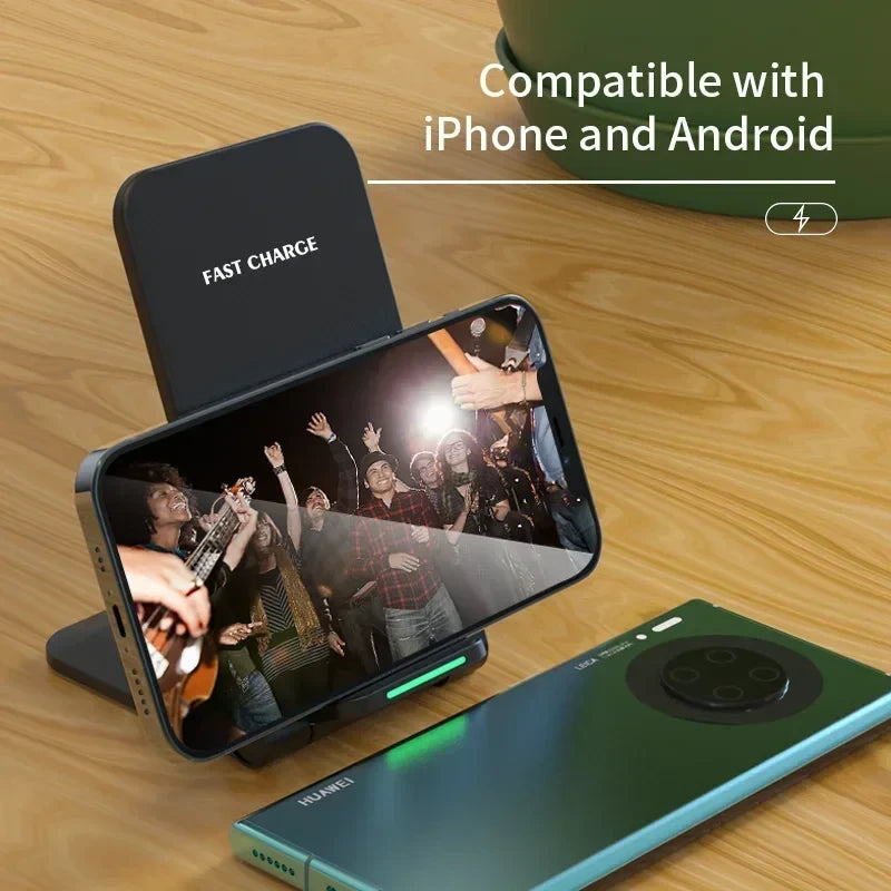 VIKEFON 3 in 1 Wireless Charger Stand for iPhone 16 15 14 13 12 Samsung Galaxy Apple Watch Airpods Pro Fast Charging Station