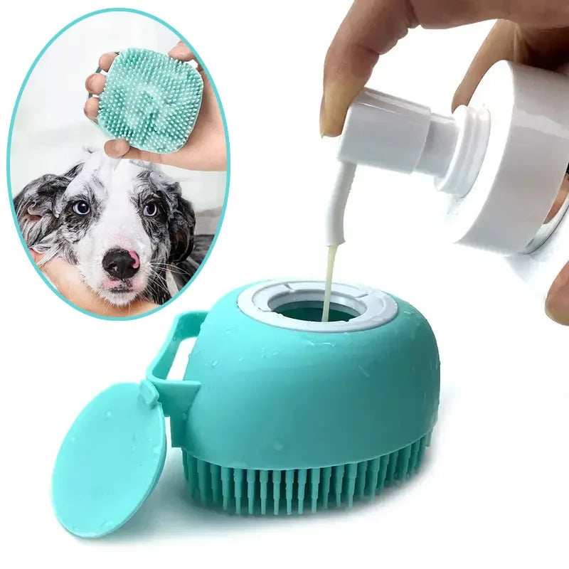 2-in-1 Silicone Pet Paw Cleaner Brush — with Shampoo Dispenser & Massager