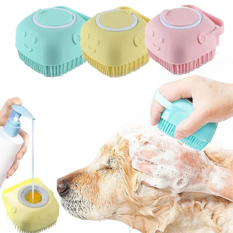 2-in-1 Silicone Pet Paw Cleaner Brush — with Shampoo Dispenser & Massager